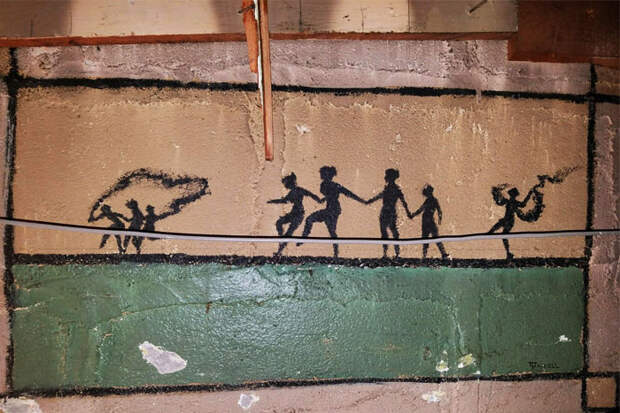 While Renovating My Basement We Found This Painting On The Cement Behind The Wall