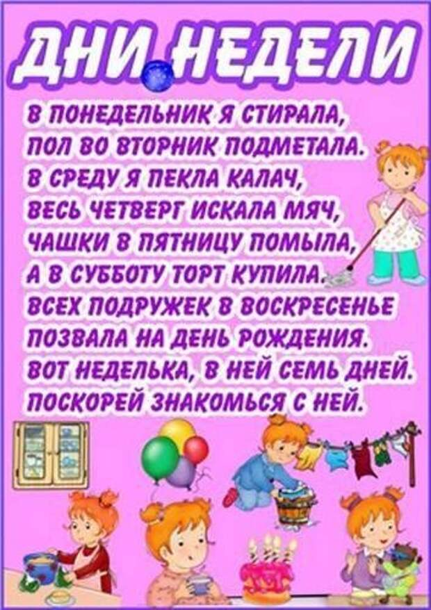 7 лет в днях. Стих про дни недели. Стихи про дни недели для дошкольников. Стихотворение про дни недели для детей. Детские стихи про дни недели.