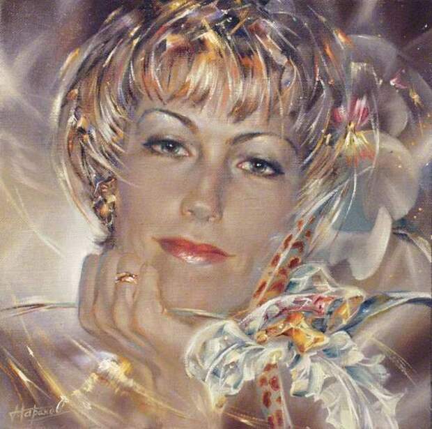 Портрет с орхидеями (604x600, 203Kb)
