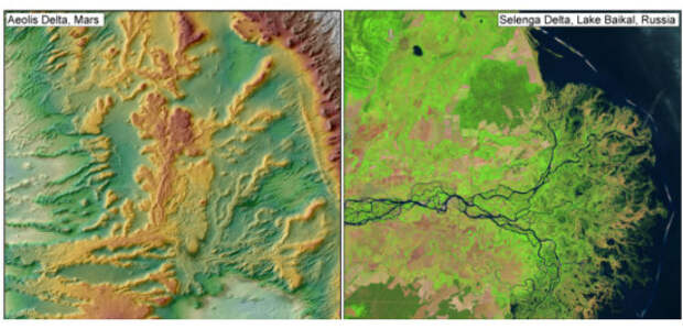 Сравнение Ривьеры Эола на Марсе с дельтой реки Селенги, впадающей в Байкал 