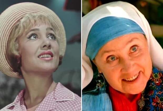 Надежда Румянцева в фильмах *Королева бензоколонки*, 1962, и *Чудная долина*, 2004 | Фото: kino-teatr.ru