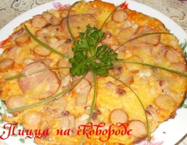 Фото к рецепту: Пицца на сковороде Фото к рецепту: Пицца на сковороде