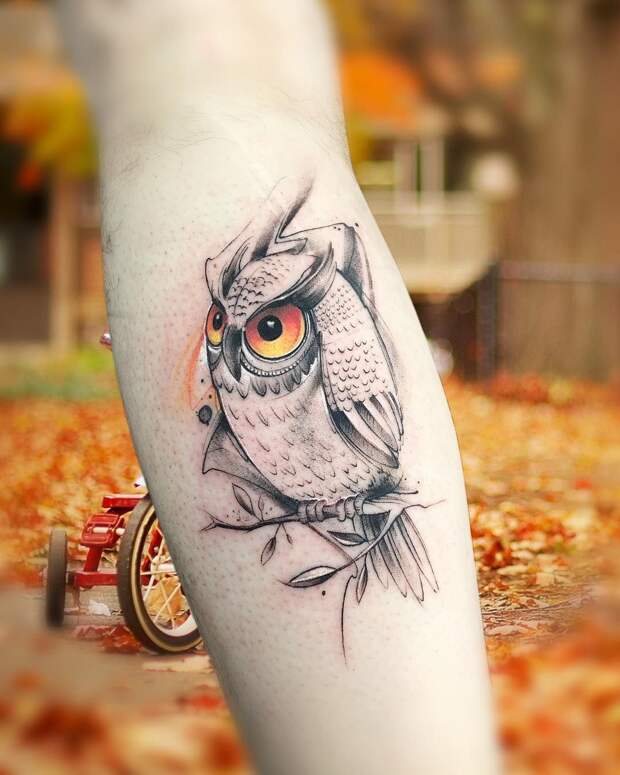 Татуировки с изображением совы фото 4