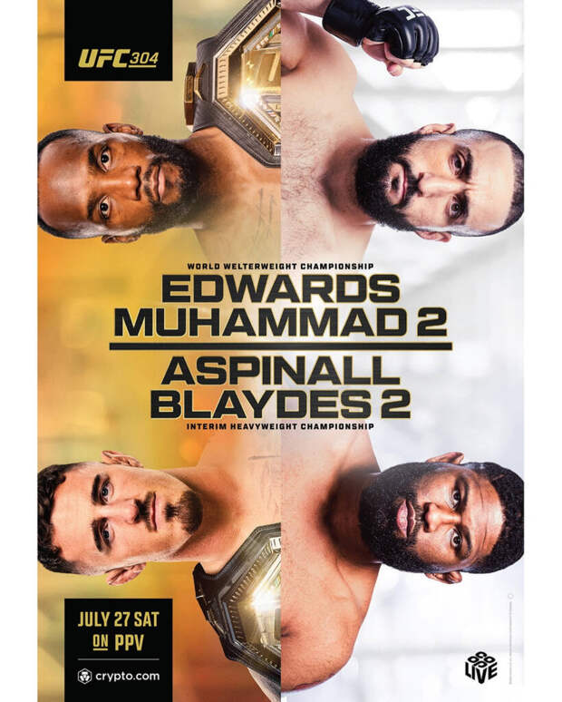 Опубликован официальный постер UFC 304: Эдвардс − Мухаммад, Аспиналл − Блейдс
