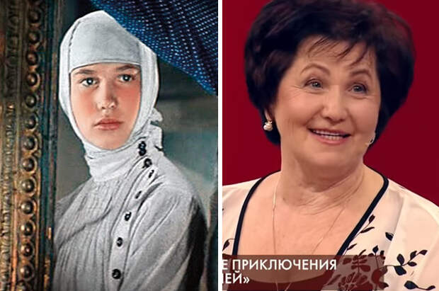 Валентина Курдюкова. «Неуловимые мстители» 1967 г. и кадр из передачи, посвященной фильму, 2018 г.