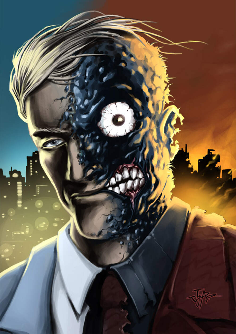 Two face. Темный рыцарь Двуликий арт.