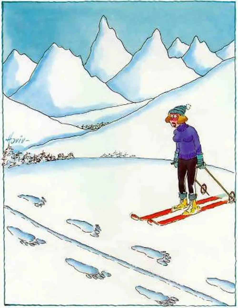 Горные лыжи карикатура