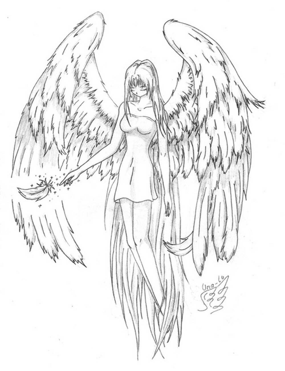 Рисунок ангела для срисовки