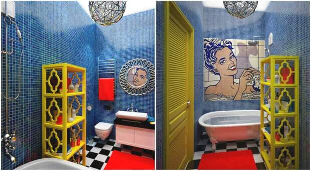 Дизайн ванной комнаты в стиле поп-арт