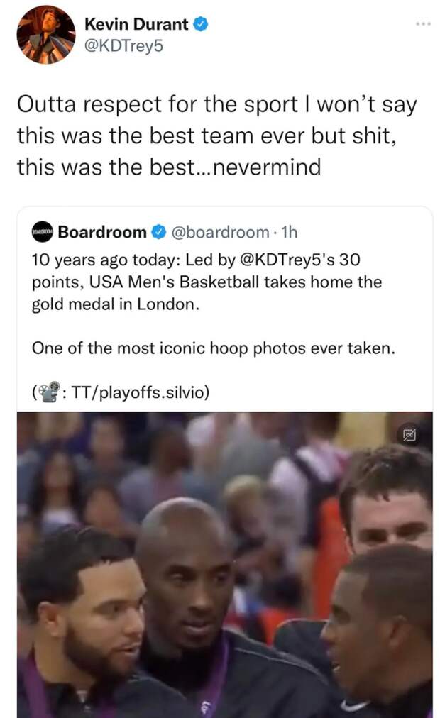 kevin durant deleted olympics tweet