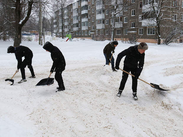 Смоленские активисты убрали от снега территорию детского сада