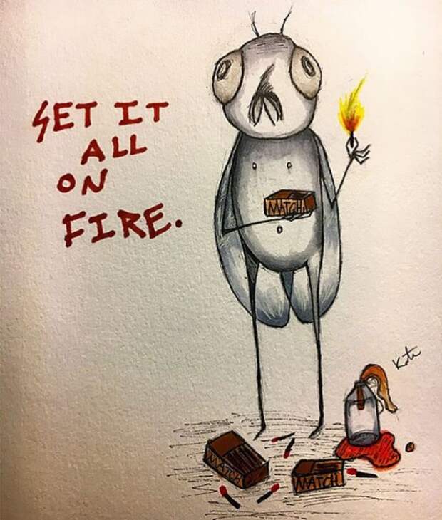 Рисунки девушки, страдающей шизофренией (14 фото)