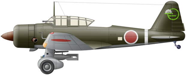 Ki-51 из состава Ситисэй-Сёдо-тая, Тайпинг, Малайя, лето 1945 года. 25 или 26 июля этот самолёт участвовал в единственном результативной операции камикадзе в Ост-Индии. Одним из стандартных камуфляжей разведчиков-штурмовиков Ki-51 периода тихоокеанской войны была двухцветная окраска из зелёного или оливкового (показан) на верхних и боковых поверхностях при светло-серых нижних. Из обозначений присутствуют «боевая полоса» и неизвестная эмблема на хвосте. Скорее всего, это эмблема либо отряда камикадзе, либо 3-го учебного хикотая, на базе которого тот был сформирован. Штатным вооружением Ki-51 были мелкие бомбы на подкрыльевых держателях, но для камикадзе монтировали подфюзеляжный держатель для 250-кг бомбы. - Цвета военного неба: камикадзе — «божественный ветер» отчаяния | Военно-исторический портал Warspot.ru