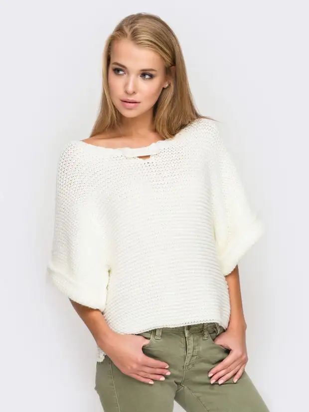 Чем проще, тем моднее: стильный пуловер платочной вязкой