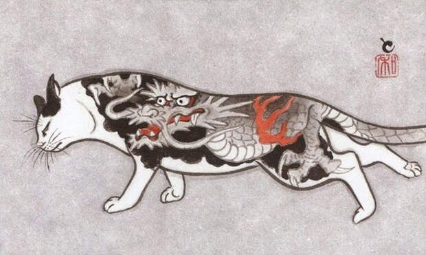 japanese-tattoo-paintings-monmon-cats-kazuaki-horitomo-8