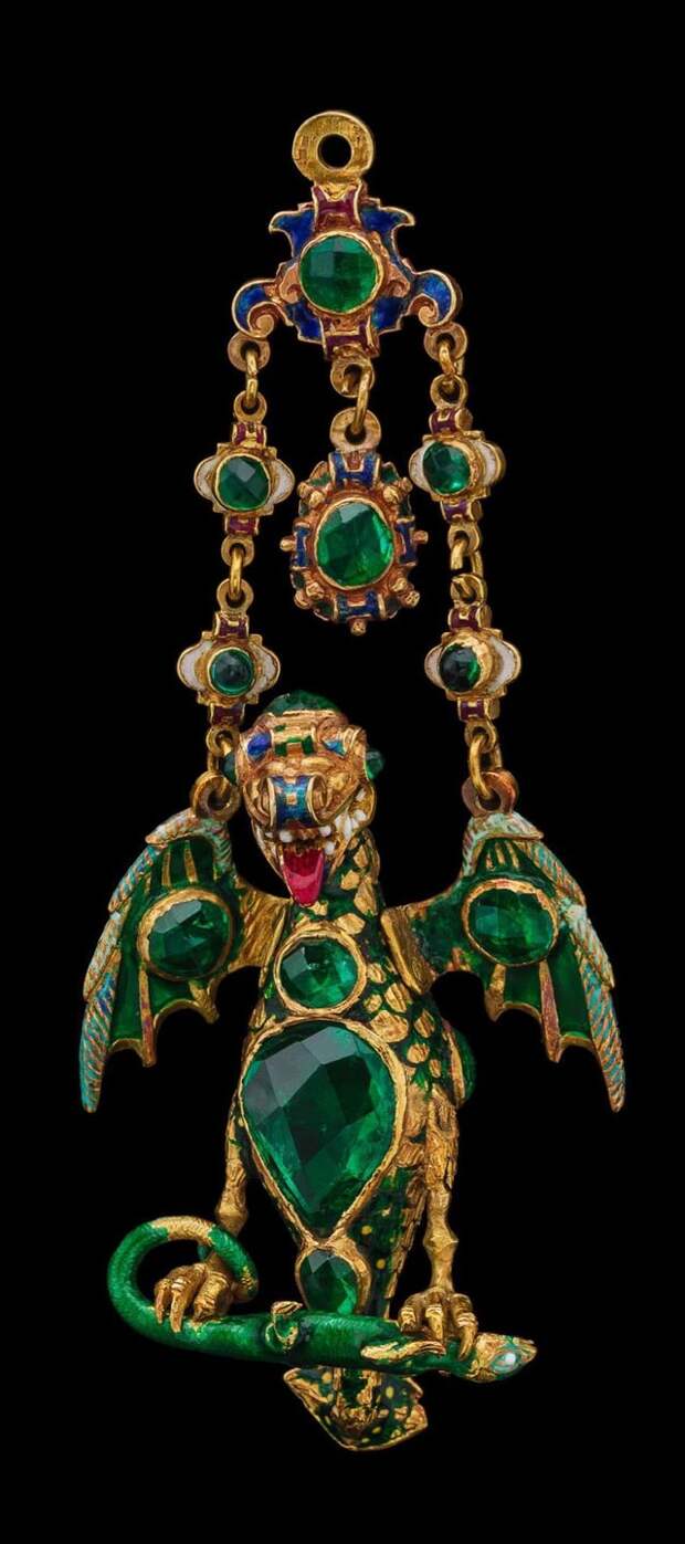 Кулон с изумрудным драконом, Испания, 16 век