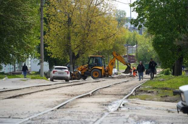 На улице Плеханова в Туле 14 мая начались работы по ремонту трамвайных путей