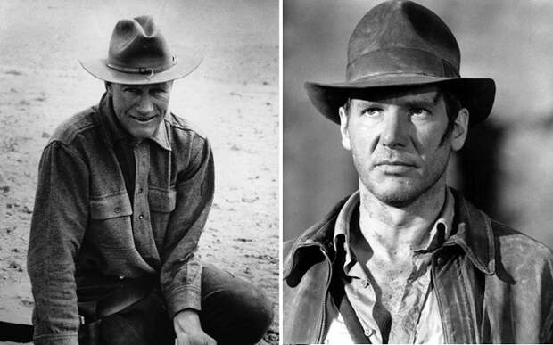 Американский искатель приключений Рой Чэпмен Эндрюс и Харрисон Форд в роли Индианы Джонса.