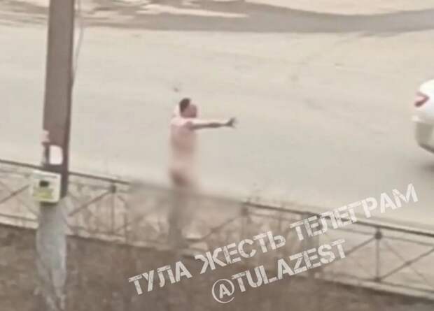 В Пролетарском районе Тулы голый мужчина бегает по улице и бросается на машины