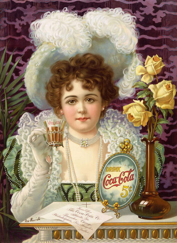 Реклама напитка Coca-Cola, 1890-е годы. | Фото: memory.loc.gov.