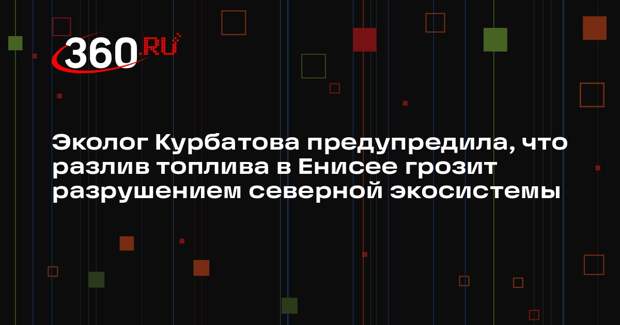 Эколог Курбатова предупредила, что разлив топлива в Енисее грозит разрушением северной экосистемы