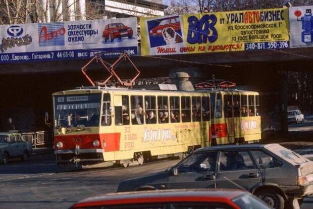 Трамваи Tatra T6B5 на улицах Екатеринбурга