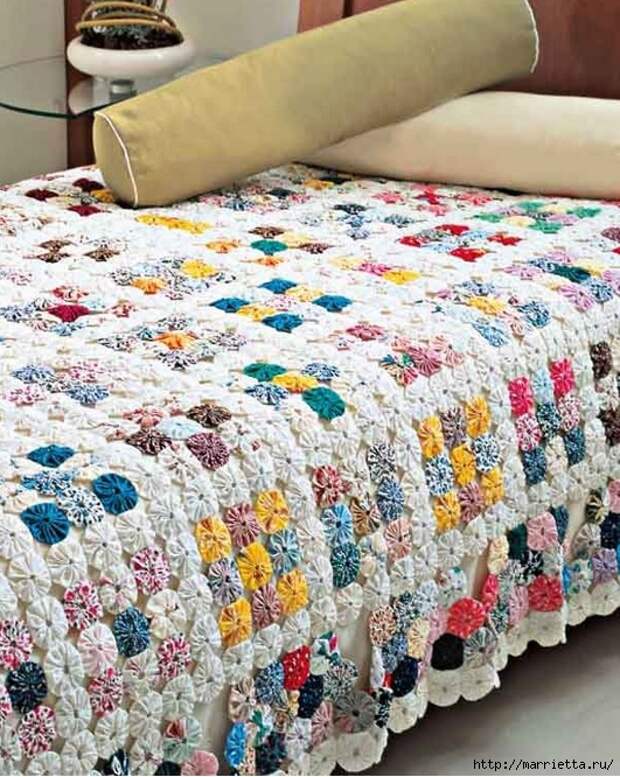 Цветочки ЙО-ЙО для покрывала и подушки (1) (531x666, 316Kb)
