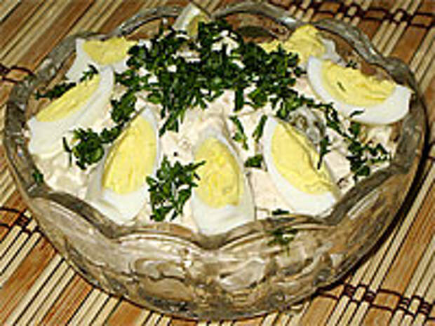 Фото готового салата с курицей грибами и сельдерем