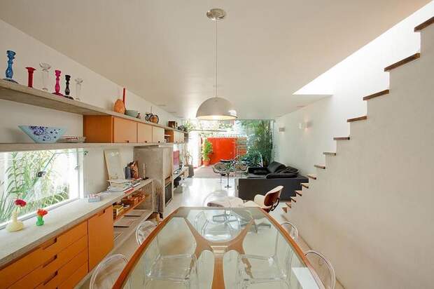 оранжевая кухня дизайн интерьера
