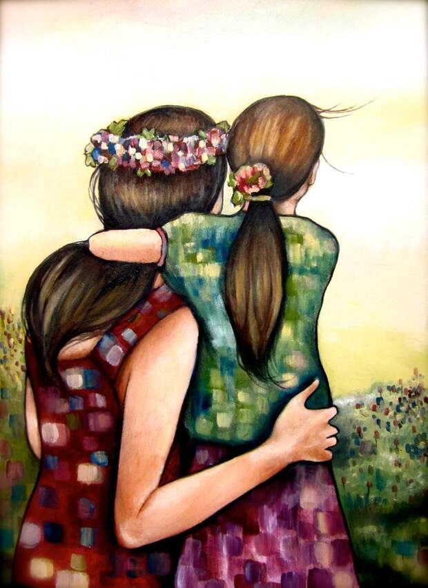 mothers day art print mother and daughter by claudiatremblay