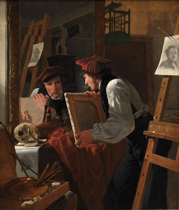 Копенгаген (СМК) Датская национальная галерея - Wilhelm Bendz (1804-28) - A Young Artist (Ditlev Blunck) Examining a Ske