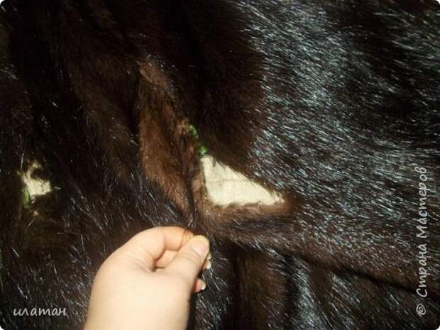 Гардероб Мастер-класс Шитьё Ремонт шубы из натурального меха Клей Мех Нитки Ткань фото 6