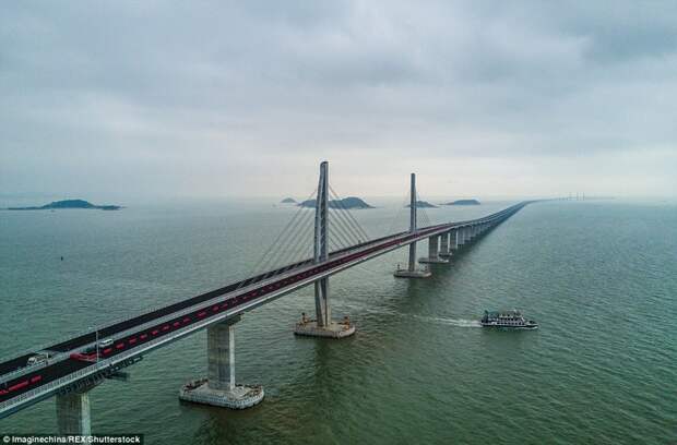 Мост будет введен в эксплуатацию к концу этого года гонконг, длина, китай, море, мост, путь, рекорд, строительство