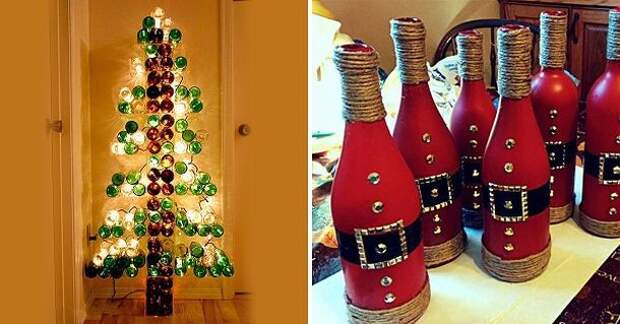 Впечатляющие новогодние и рождественские украшения из бутылок! 26 идей