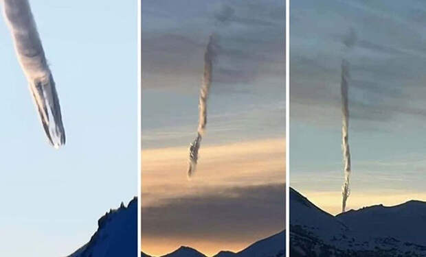 В небе над Аляской пролетел объект, который оставил за собой след как от черной змеи