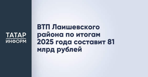 ВТП Лаишевского района по итогам 2025 года составит 81 млрд рублей