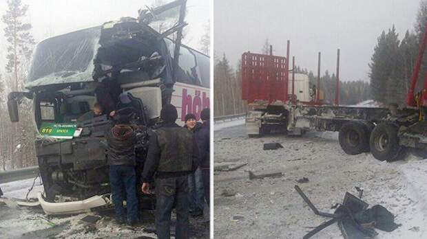 При столкновении грузовика и автобуса в Иркутской области пострадали два человека