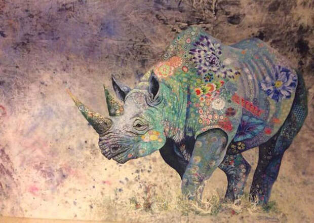 Разноцветный носорог: оригинальная лоскутная мозаика от африканской художницы