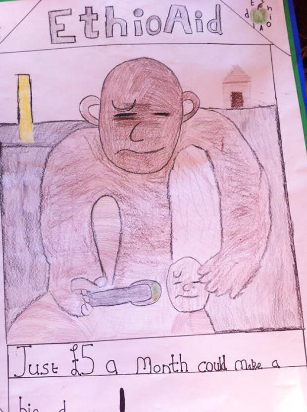 My Son Was Studying Famine And This Was His Poster To Raise Awareness And Money