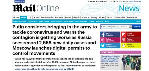 Скриншот сайта Daily Mail