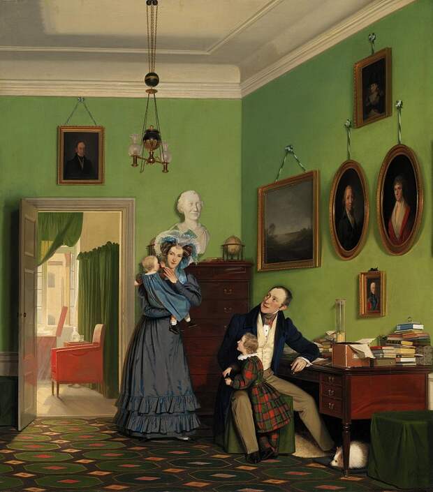Wilhelm Bendz (1804-28) - The Waagepetersen Family. (1830), Автор: Датская национальная галерея, Копенгаген (SMK) (Копенгаген (СМК) Датская национальная галерея)Датская национальная галерея, Копенгаген (SMK) (Живопись на Gallerix.ru)