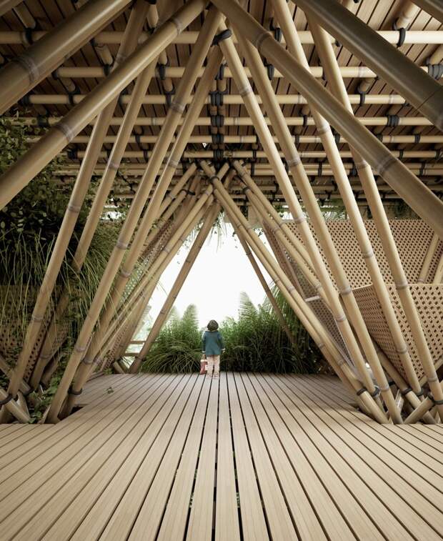 Фантастический многоэтажный «дом на дереве» из бамбука дом, интересное, китай