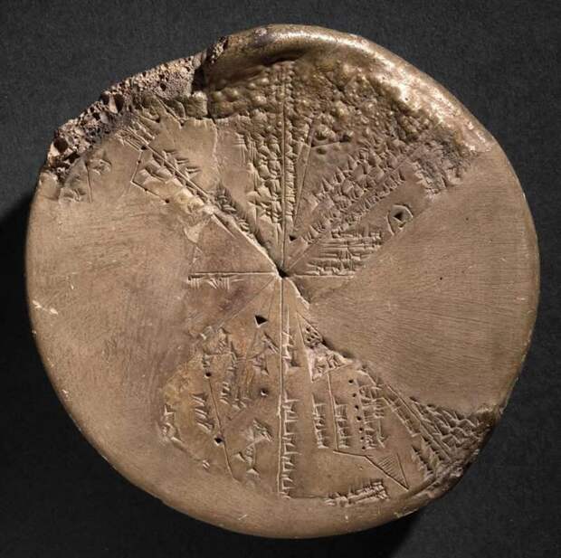 Фрагмент неоассирийской круглой глиняной таблички с изображениями созвездий, Британский музей, Лондон.