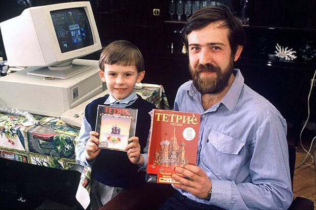 Алексей Пажитнов с сыном, 1989 год, Москва