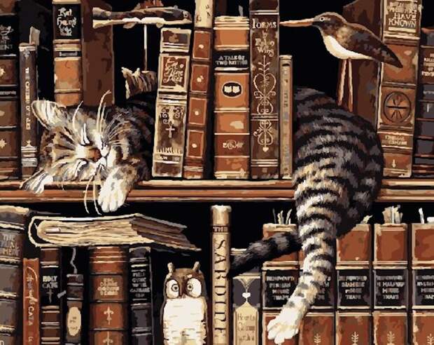 Кот - книголюб. (Картинка с сайта spbkartina.ru)