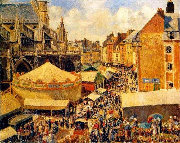 The Fair in Dieppe - Sunny Morning. (1901.jpeg). Писсарро, Камиль