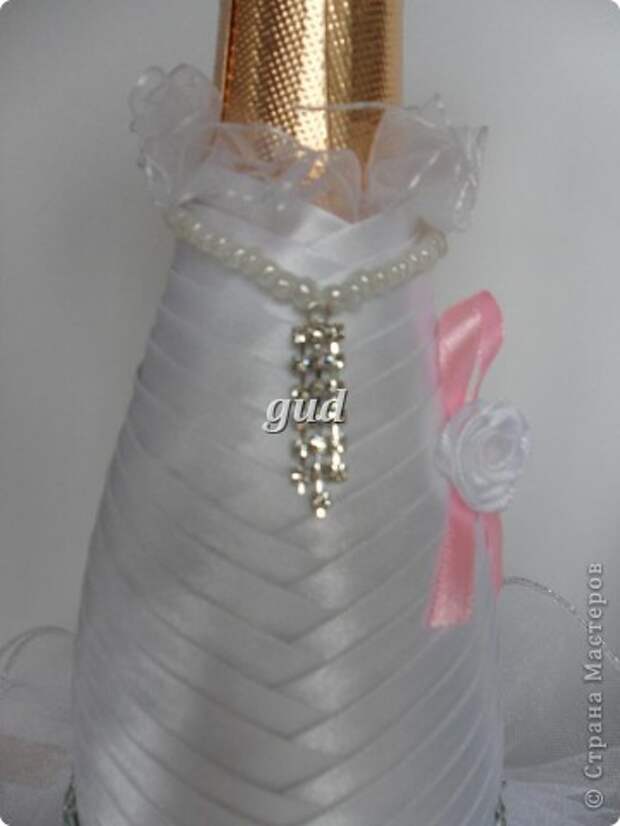 Декор предметов Мастер-класс Свадьба Аппликация Свадебные бутылочки и МК Ленты фото 21
