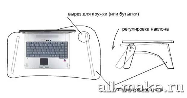 самодельный стол для ноутбука
