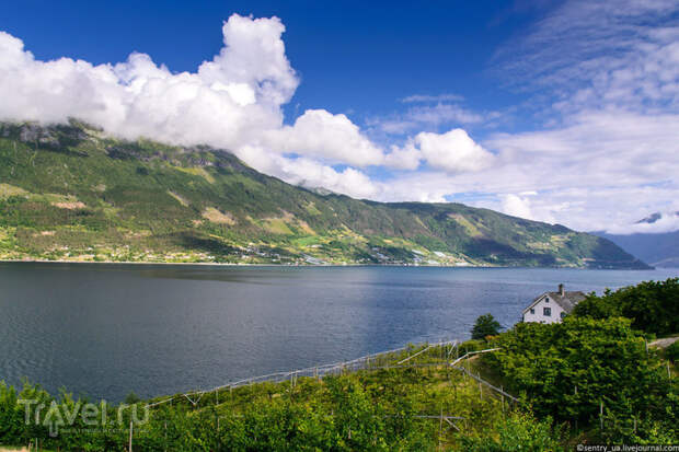 Водопад Voringsfossen и мост Hardangerbrua / Фото из Норвегии