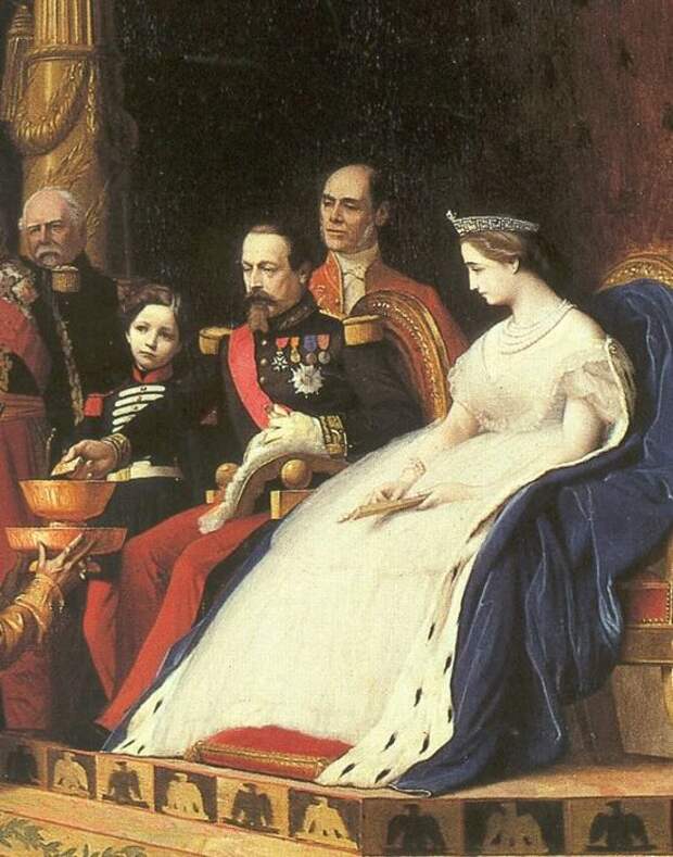 Наполеон III и графиня Теба с сыном в окружении свиты. / Фото: bit.ua